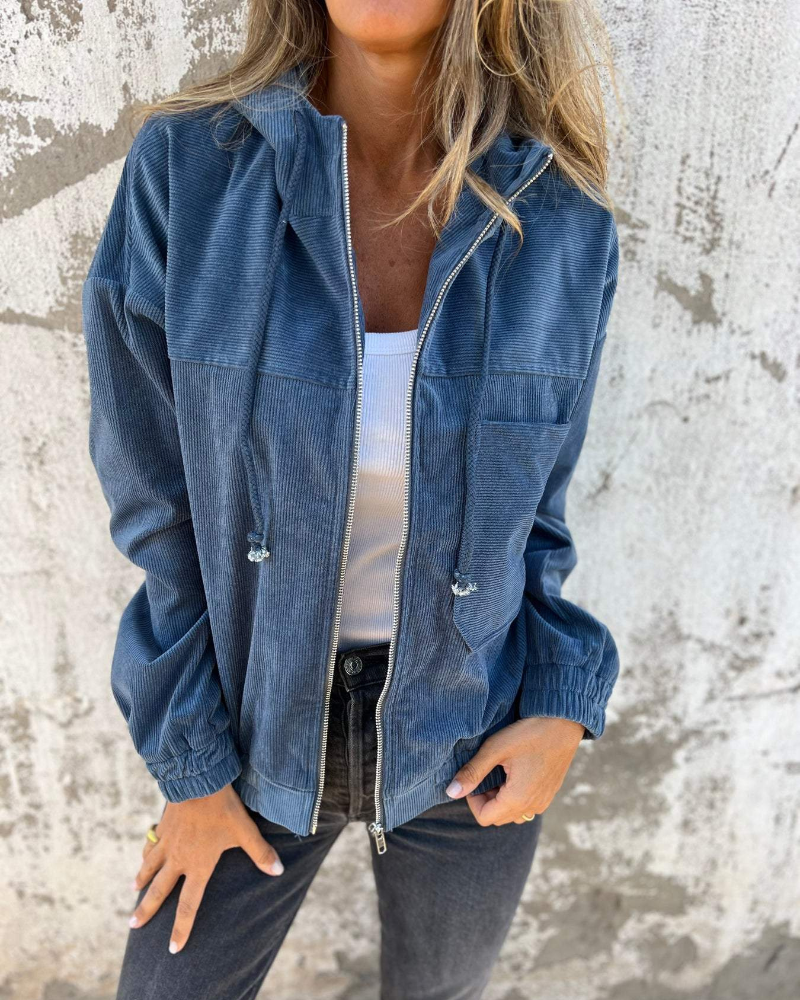 Danna - Corduroy Hooded Zip Jacket