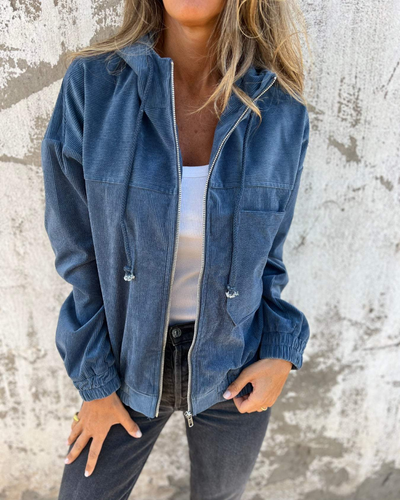 Danna - Corduroy Hooded Zip Jacket