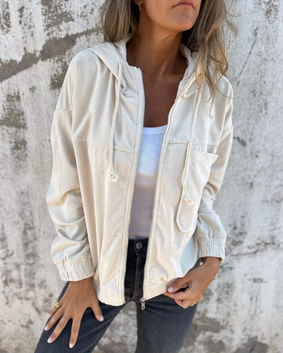 Danna - Corduroy Hooded Zip Jacket