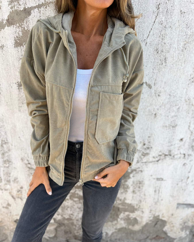 Danna - Corduroy Hooded Zip Jacket