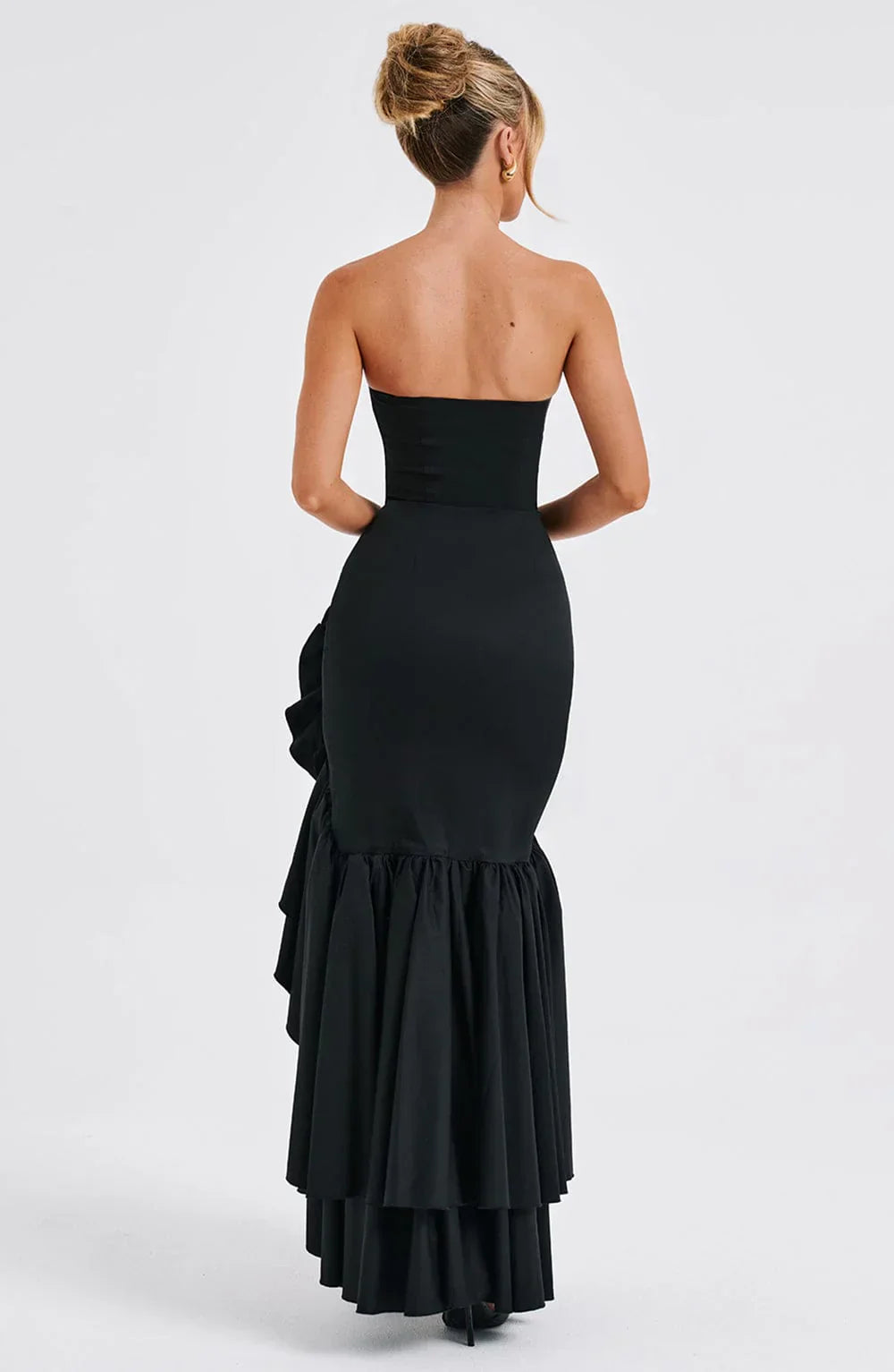 Joysline - Sleeveless Slit Ruffle Maxi Dress