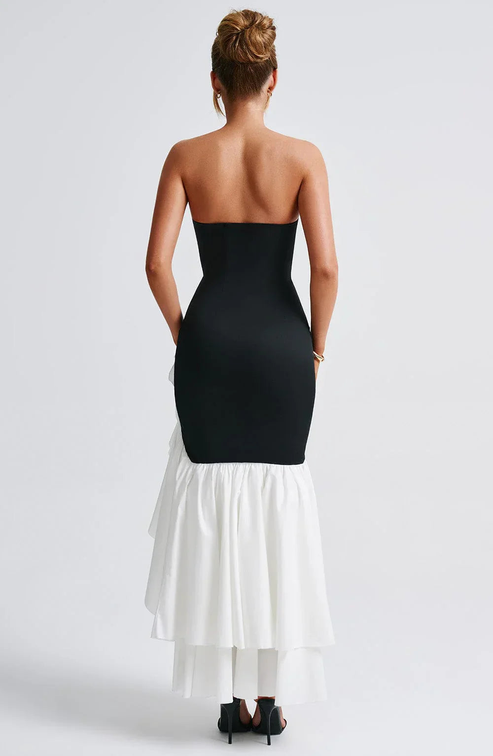 Joysline - Sleeveless Slit Ruffle Maxi Dress
