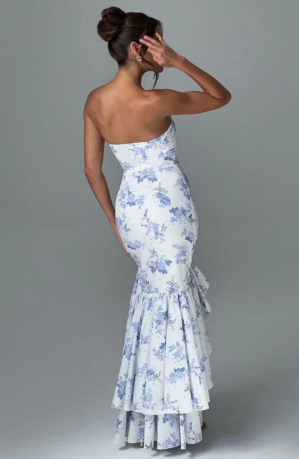Joysline - Sleeveless Slit Ruffle Maxi Dress
