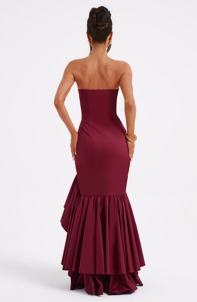 Joysline - Sleeveless Slit Ruffle Maxi Dress