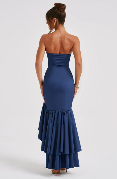 Joysline - Sleeveless Slit Ruffle Maxi Dress