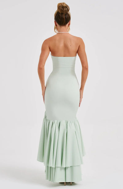 Joysline - Sleeveless Slit Ruffle Maxi Dress