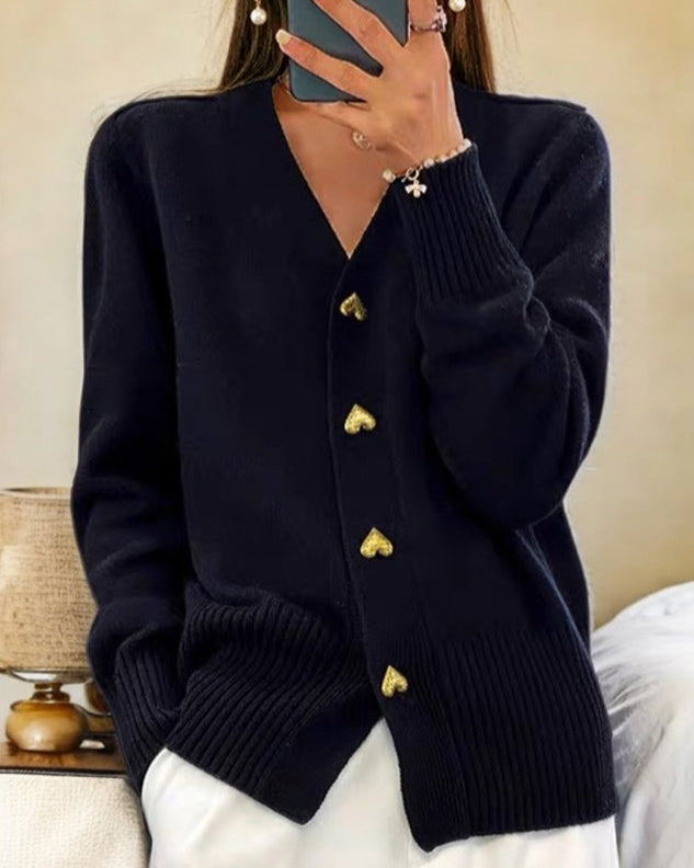 GINA™ | Elegant cardigan with heart buttons