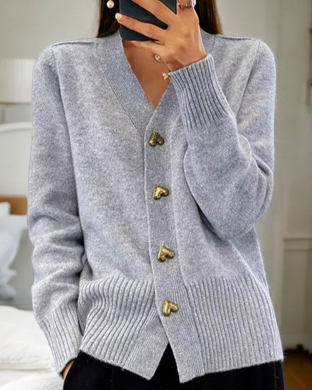GINA™ | Elegant cardigan with heart buttons