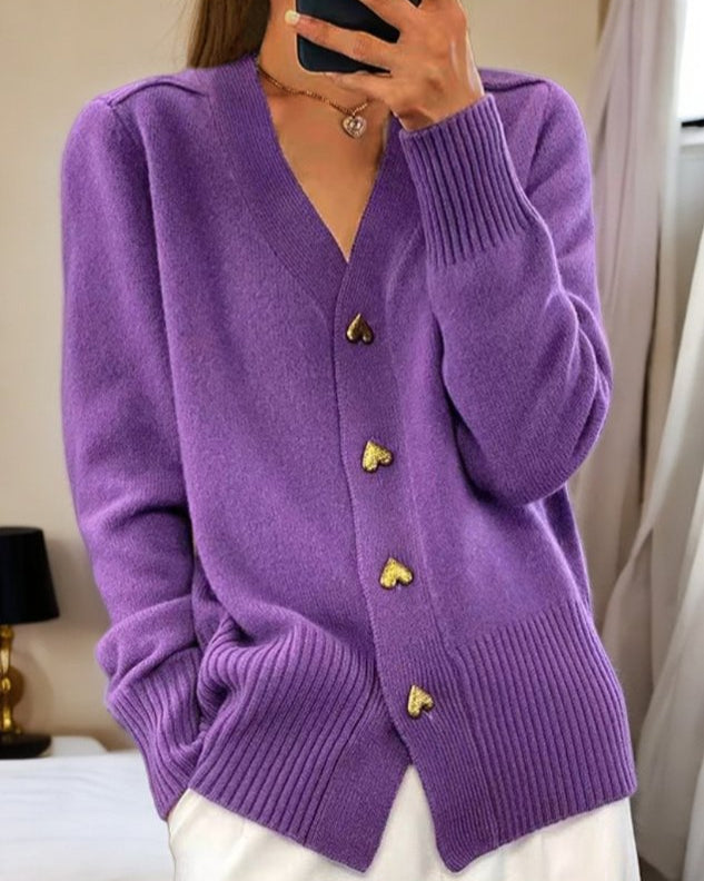 GINA™ | Elegant cardigan with heart buttons